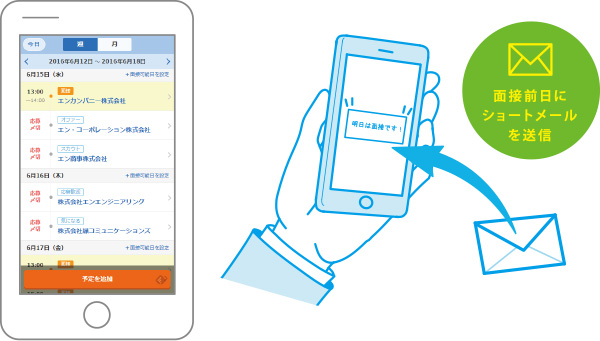 面接のドタキャンを防止！アラート通知機能